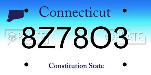 8Z78O3 Connecticut License Plate