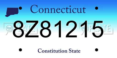 8Z81215 Connecticut License Plate