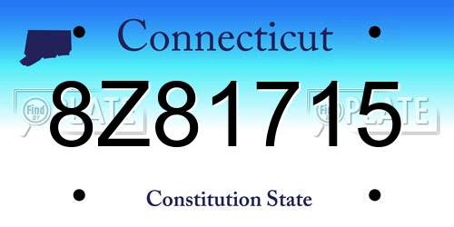 8Z81715 Connecticut License Plate