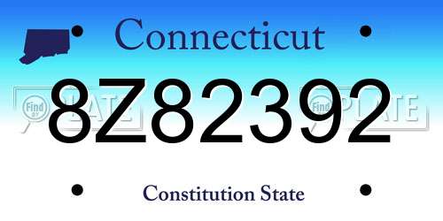 8Z82392 Connecticut License Plate