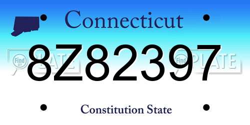 8Z82397 Connecticut License Plate