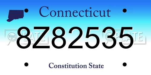 8Z82535 Connecticut License Plate
