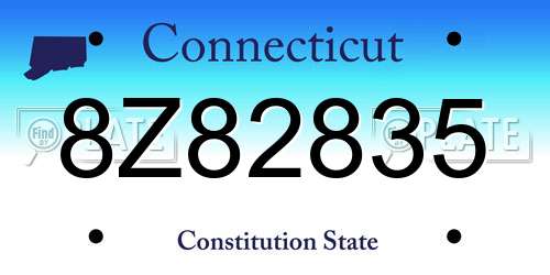 8Z82835 Connecticut License Plate