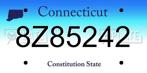 8Z85242 Connecticut License Plate