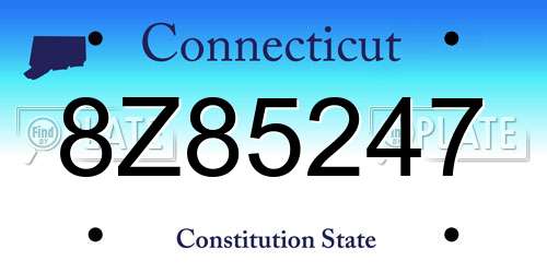 8Z85247 Connecticut License Plate
