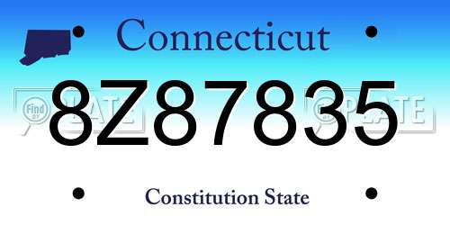 8Z87835 Connecticut License Plate