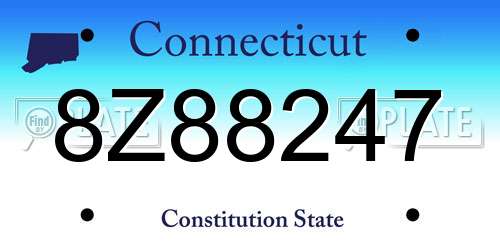 8Z88247 Connecticut License Plate