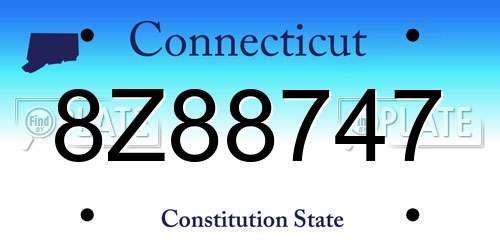 8Z88747 Connecticut License Plate