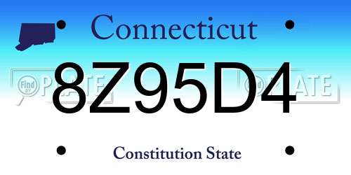 8Z95D4 Connecticut License Plate