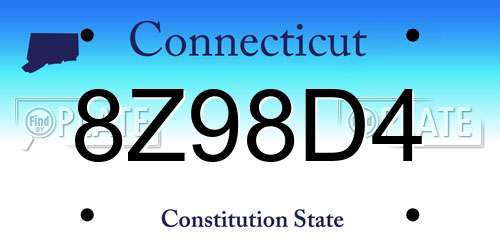 8Z98D4 Connecticut License Plate