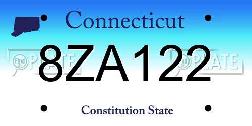 8ZA122 Connecticut License Plate