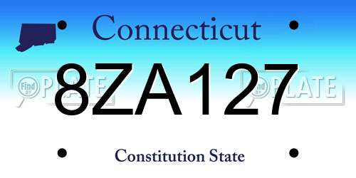 8ZA127 Connecticut License Plate