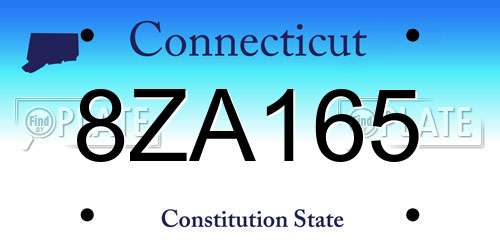 8ZA165 Connecticut License Plate