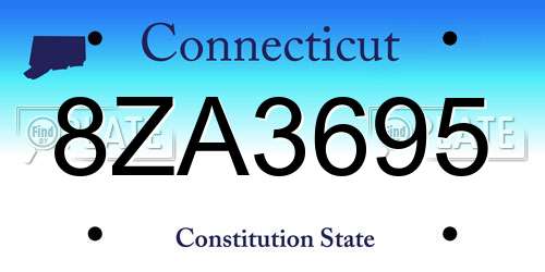 8ZA3695 Connecticut License Plate