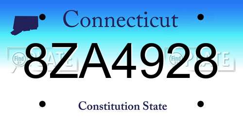 8ZA4928 Connecticut License Plate