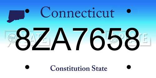 8ZA7658 Connecticut License Plate