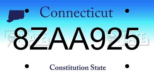 8ZAA925 Connecticut License Plate