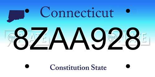 8ZAA928 Connecticut License Plate
