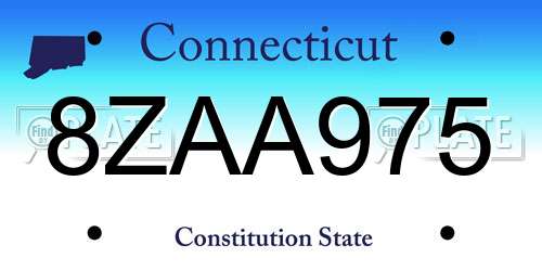 8ZAA975 Connecticut License Plate