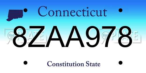 8ZAA978 Connecticut License Plate