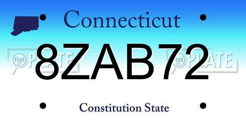 8ZAB72 Connecticut License Plate