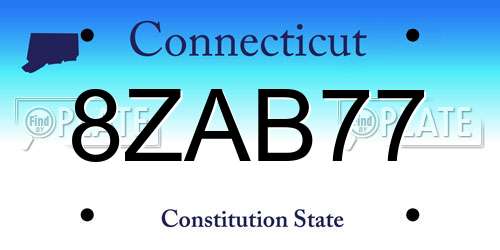 8ZAB77 Connecticut License Plate