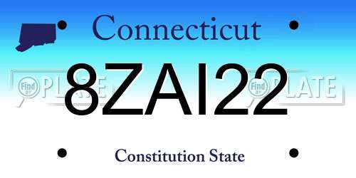 8ZAI22 Connecticut License Plate