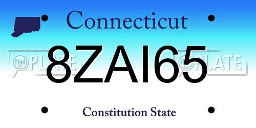 8ZAI65 Connecticut License Plate