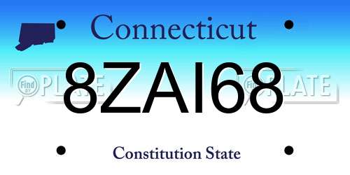 8ZAI68 Connecticut License Plate