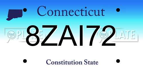 8ZAI72 Connecticut License Plate