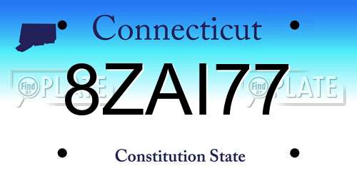 8ZAI77 Connecticut License Plate