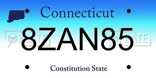 8ZAN85 Connecticut License Plate