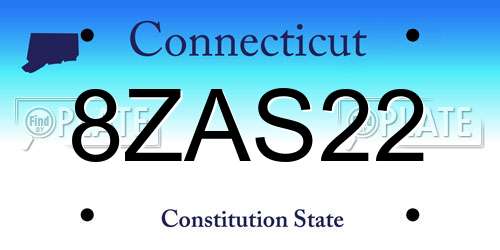 8ZAS22 Connecticut License Plate