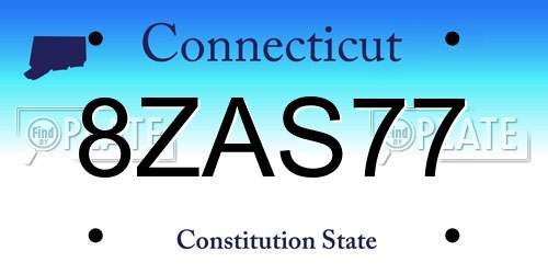 8ZAS77 Connecticut License Plate