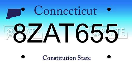 8ZAT655 Connecticut License Plate