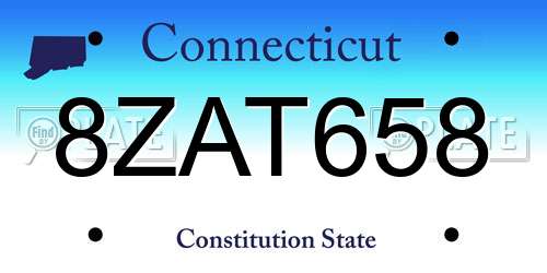 8ZAT658 Connecticut License Plate