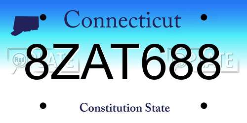 8ZAT688 Connecticut License Plate