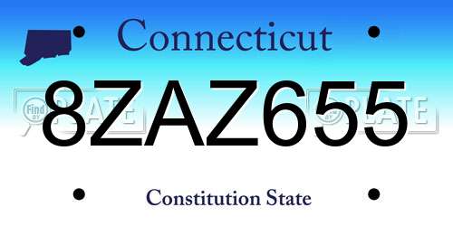 8ZAZ655 Connecticut License Plate