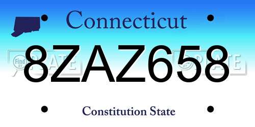 8ZAZ658 Connecticut License Plate