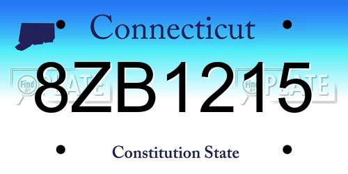 8ZB1215 Connecticut License Plate