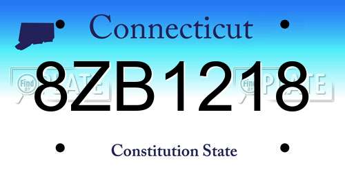 8ZB1218 Connecticut License Plate