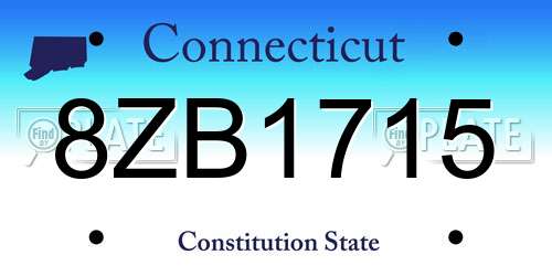 8ZB1715 Connecticut License Plate