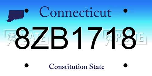 8ZB1718 Connecticut License Plate