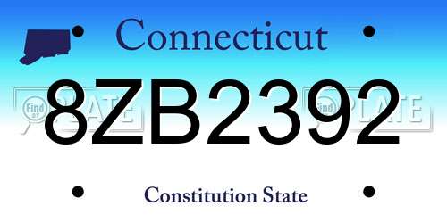 8ZB2392 Connecticut License Plate