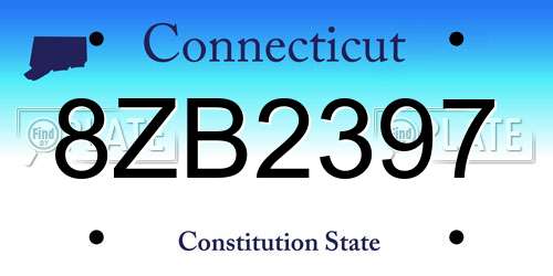 8ZB2397 Connecticut License Plate