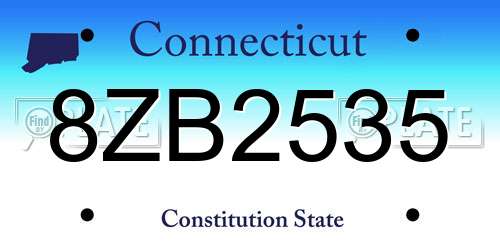 8ZB2535 Connecticut License Plate