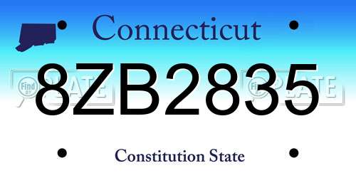8ZB2835 Connecticut License Plate