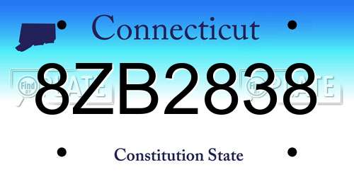 8ZB2838 Connecticut License Plate