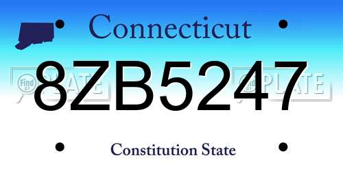 8ZB5247 Connecticut License Plate