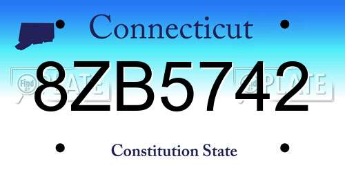 8ZB5742 Connecticut License Plate
